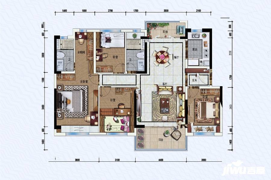 碧桂园紫台4室2厅2卫142㎡户型图