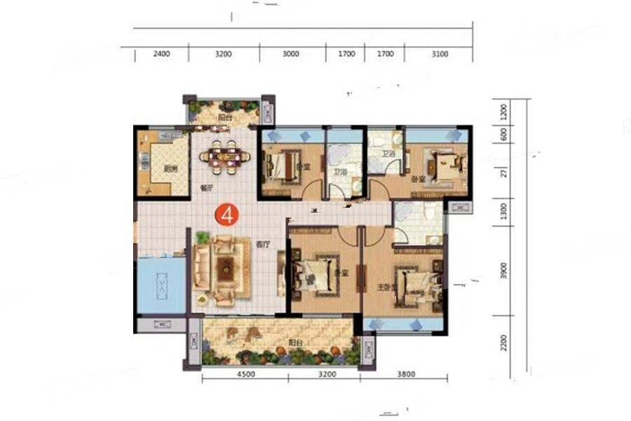 禧临门3室2厅2卫145㎡户型图