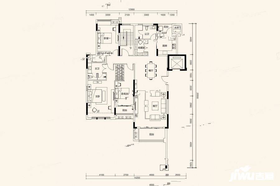 海伦堡爱Me城市5室5厅2卫185.9㎡户型图