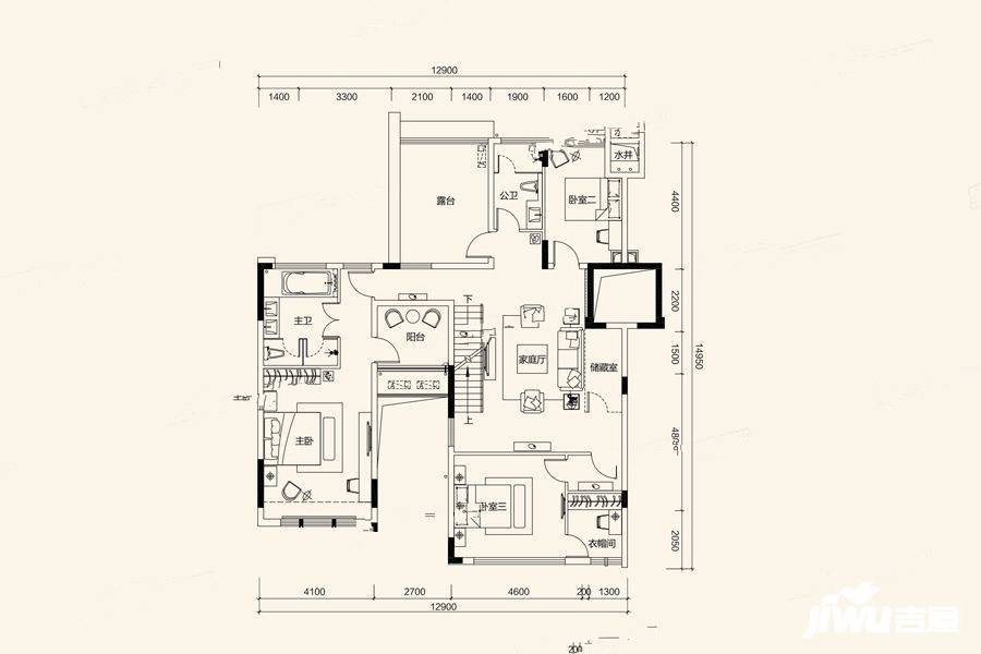 海伦堡爱Me城市4室4厅3卫172.2㎡户型图