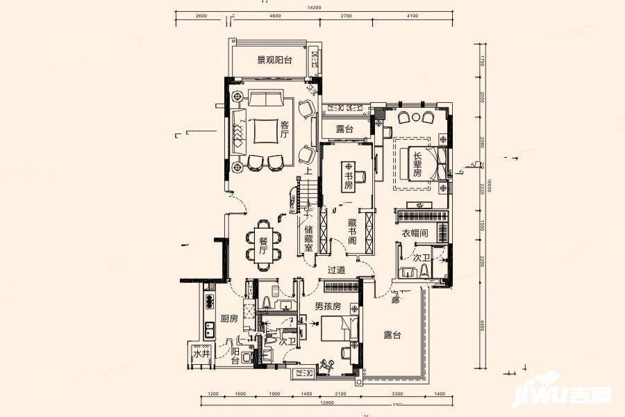 海伦堡爱Me城市4室2厅4卫209㎡户型图