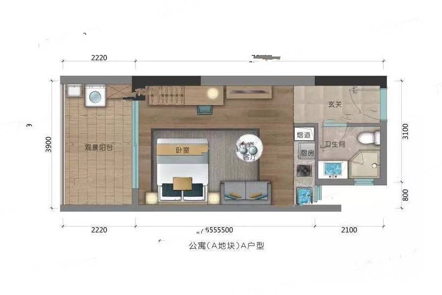 佳兆业汤泉驿（别墅）普通住宅45㎡户型图