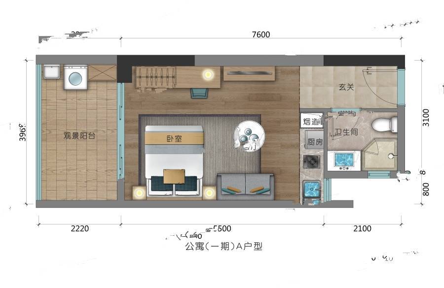 佳兆业汤泉驿（别墅）1室1厅1卫48㎡户型图