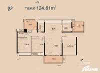 巨德竹葶梦苑2室2厅2卫124.6㎡户型图