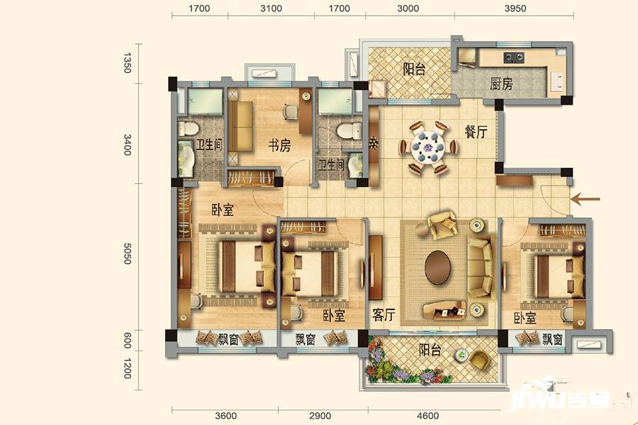 碧桂园九龙湾4室2厅2卫142㎡户型图