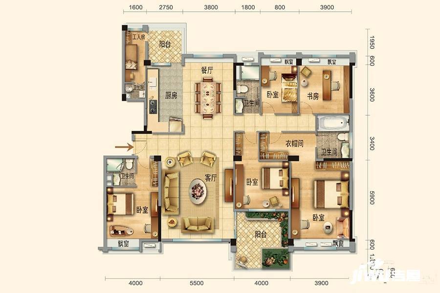 碧桂园九龙湾6室2厅4卫252㎡户型图