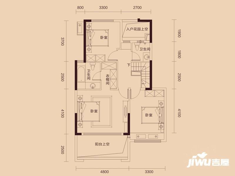 惠东国际新城4室2厅3卫163㎡户型图