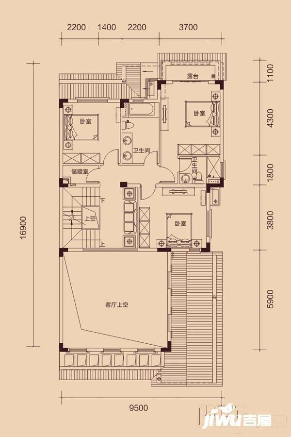 惠东国际新城6室2厅5卫313.4㎡户型图