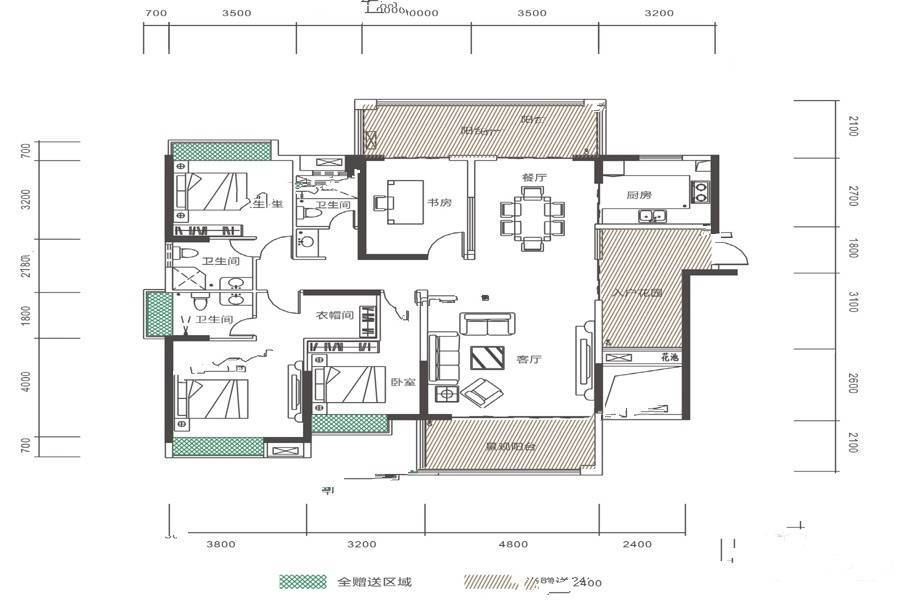 富森公园壹号4室2厅3卫179.2㎡户型图