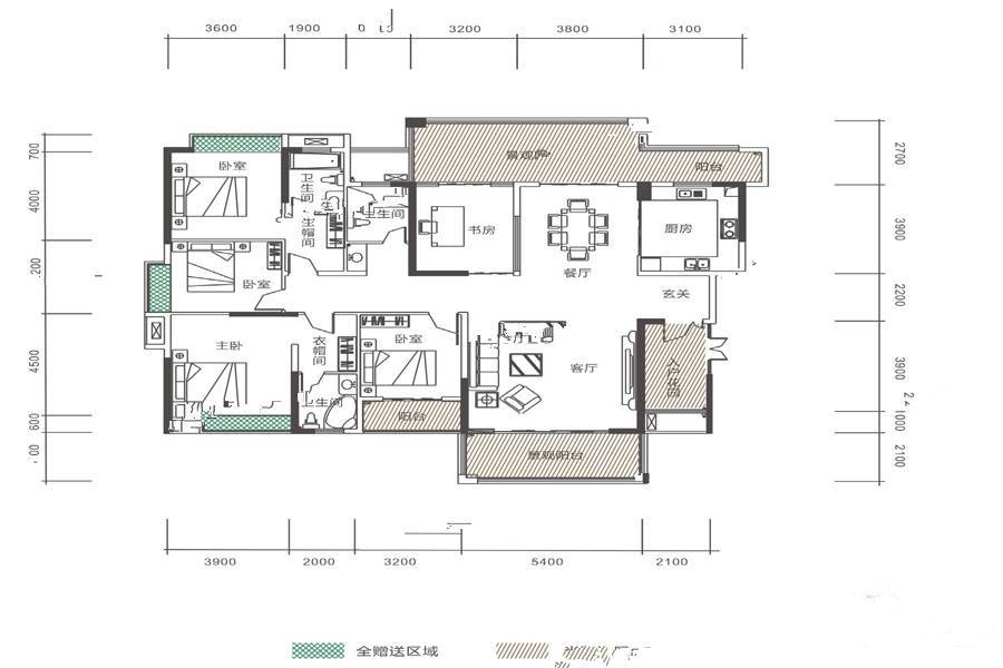 富森公园壹号5室2厅3卫227.8㎡户型图