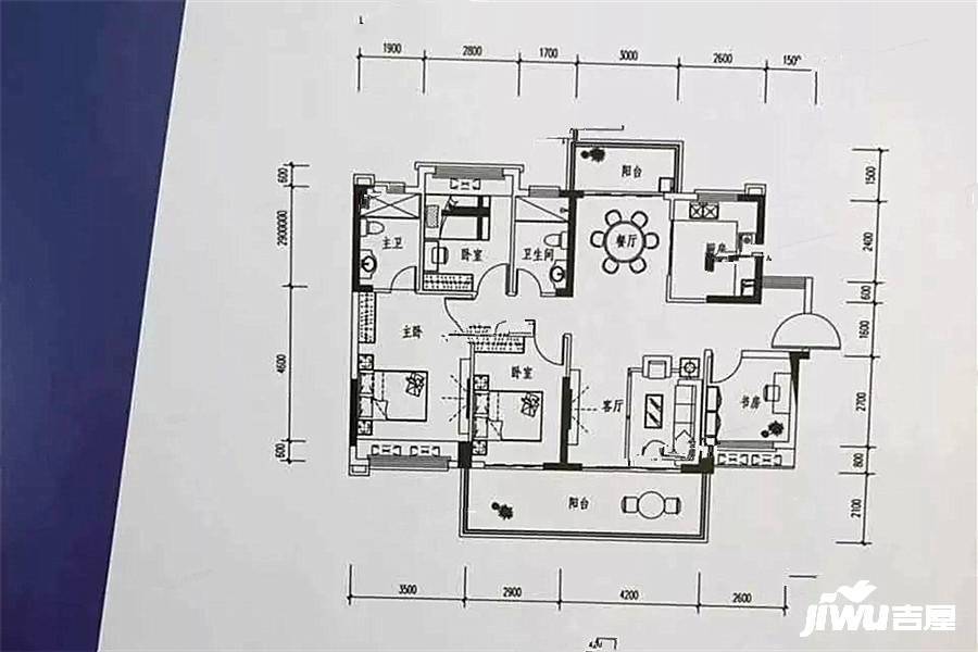 隆生西江花园4室2厅2卫138㎡户型图