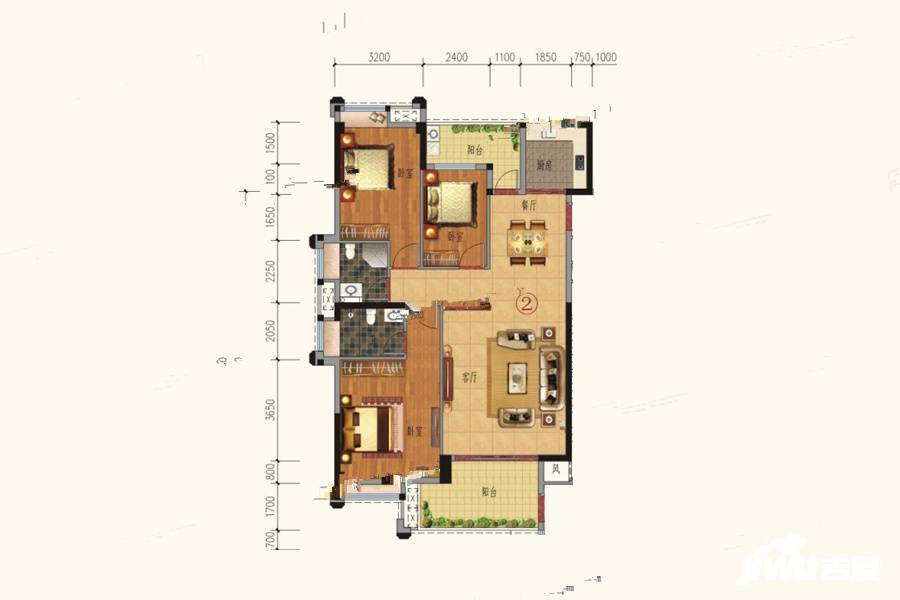 锦绣一品3室2厅2卫140㎡户型图