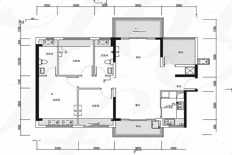 后浪悦府3室2厅2卫113.2㎡户型图