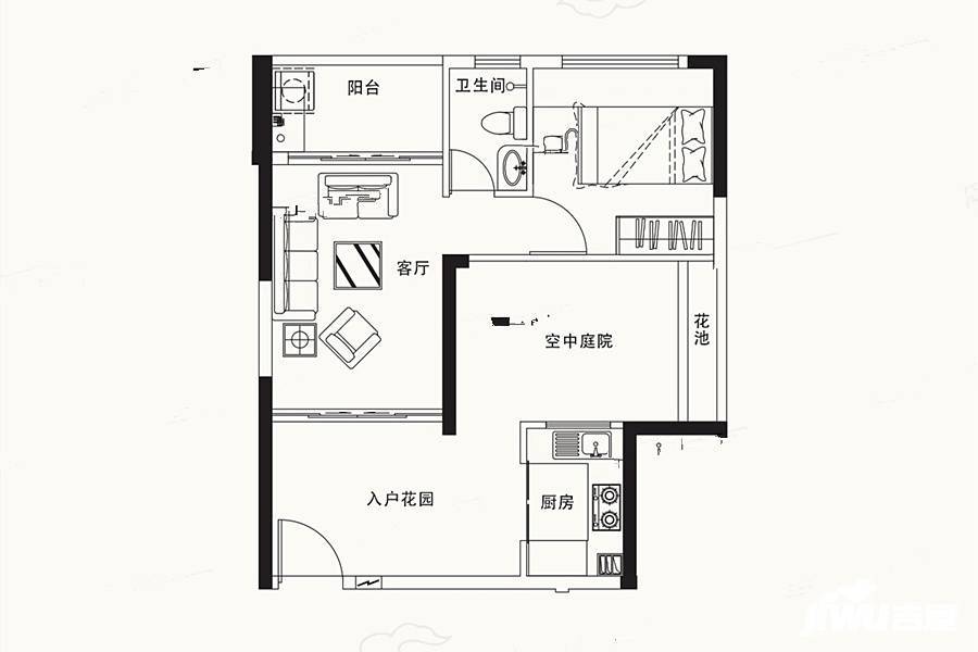 天润嘉园1室1厅1卫48㎡户型图