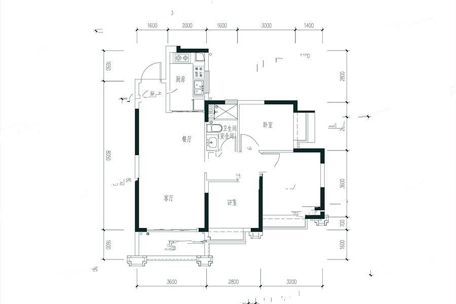 惠阳恒大棕榈岛3室2厅1卫90㎡户型图