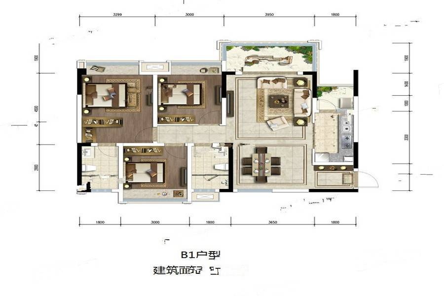 佳乐江屿城3室2厅2卫110㎡户型图