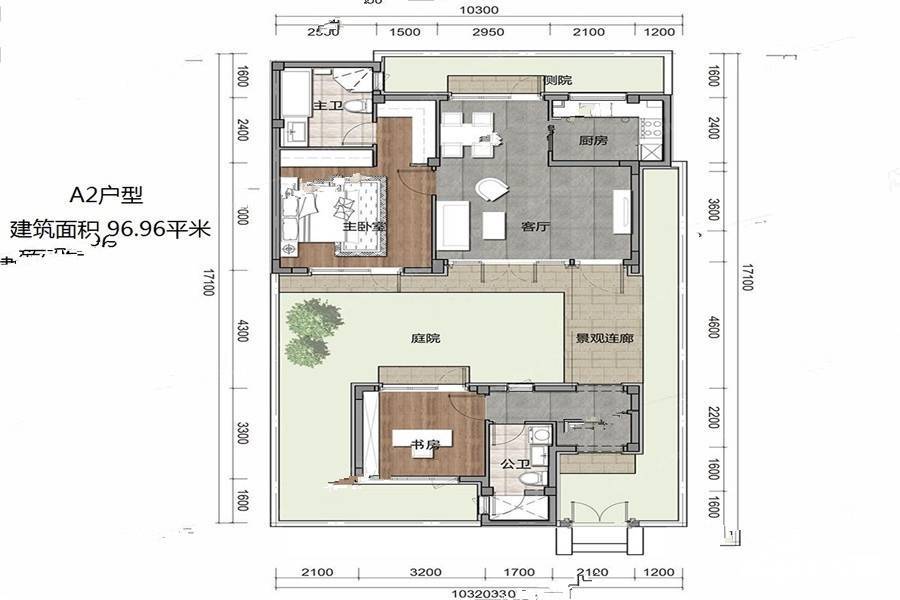 峨眉山桃李春风3室2厅2卫97㎡户型图