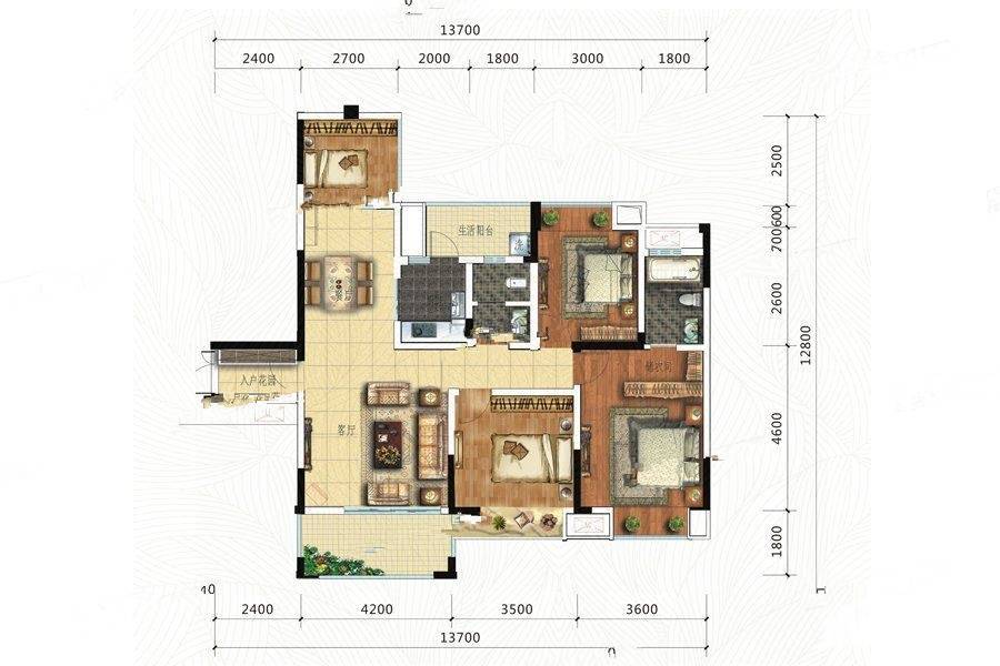 万象绿庭4室2厅2卫106㎡户型图