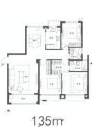世茂峰山御璟3室2厅2卫135㎡户型图