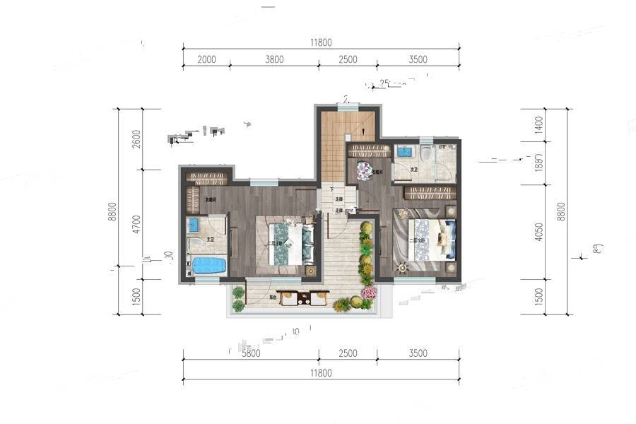 雅居乐威海冠军体育小镇3室3厅3卫135㎡户型图