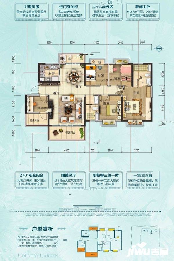 浦北碧桂园4室2厅2卫142㎡户型图