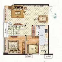 恒大御景半岛2室2厅1卫89㎡户型图