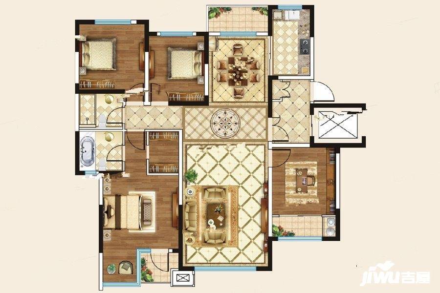 公园华府4室2厅2卫162.7㎡户型图