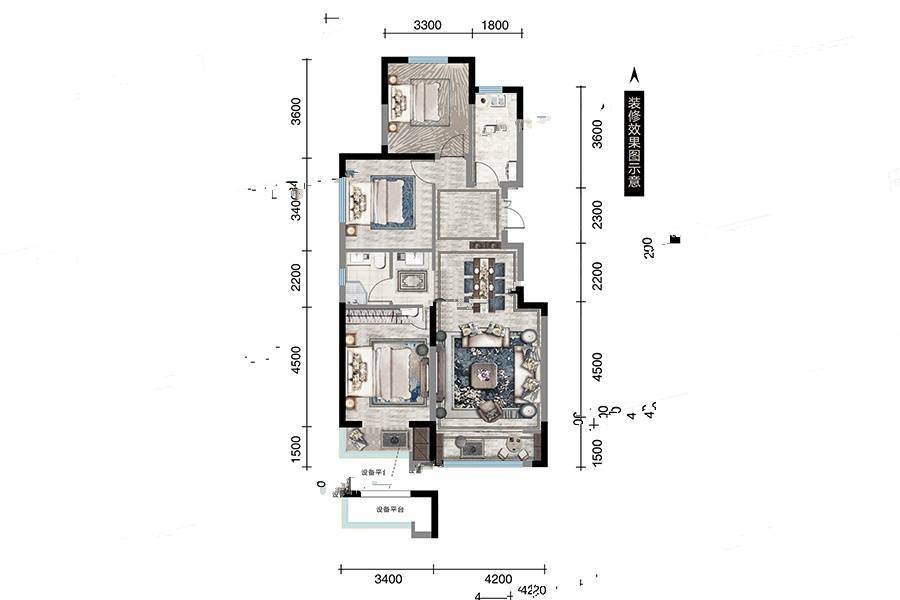 云景苑3室2厅1卫110.9㎡户型图