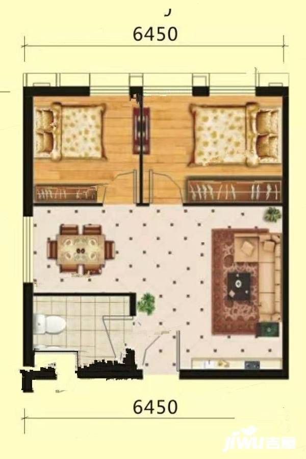 金色阳光颐养公寓2室1厅0卫65㎡户型图