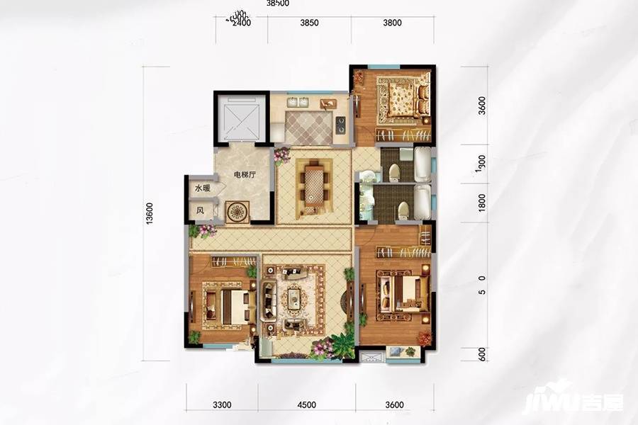 鲁银泷玺3室2厅2卫148㎡户型图