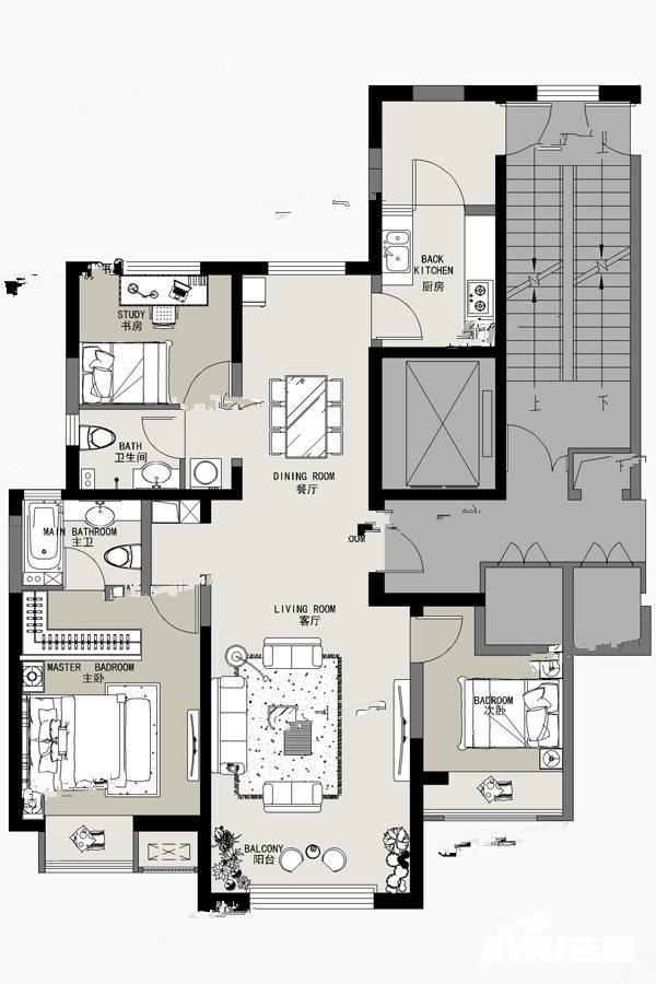 融创阅澜庭3室2厅2卫132㎡户型图