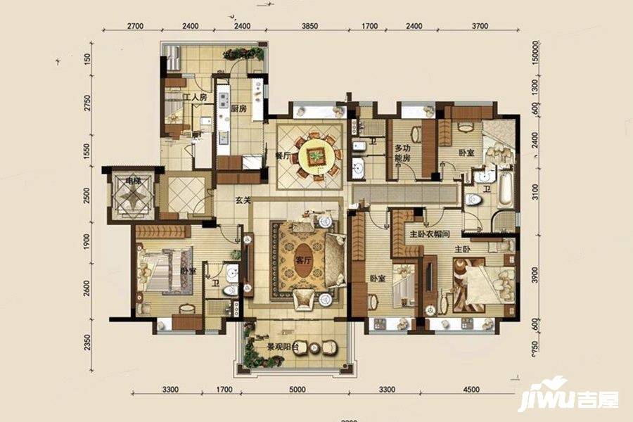 碧桂园凤凰城5室2厅3卫190㎡户型图