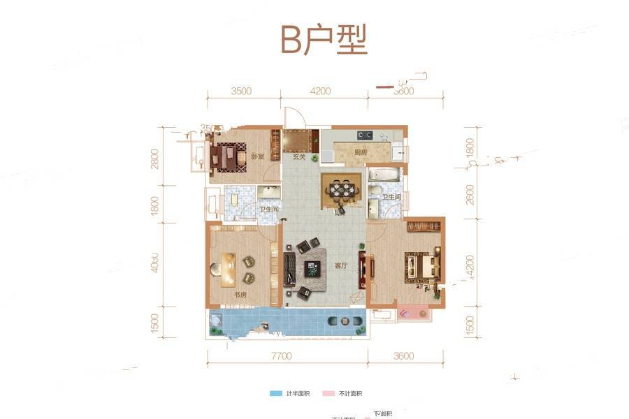 中建嘉和城3室2厅2卫120.2㎡户型图