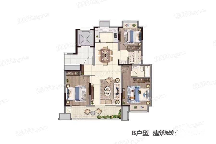 碧桂园湖悦天境3室2厅2卫120㎡户型图