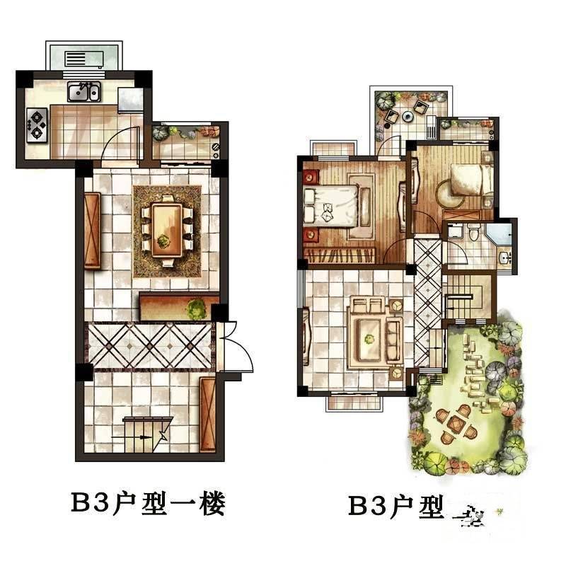 太湖香树湾花园2室2厅1卫104.7㎡户型图