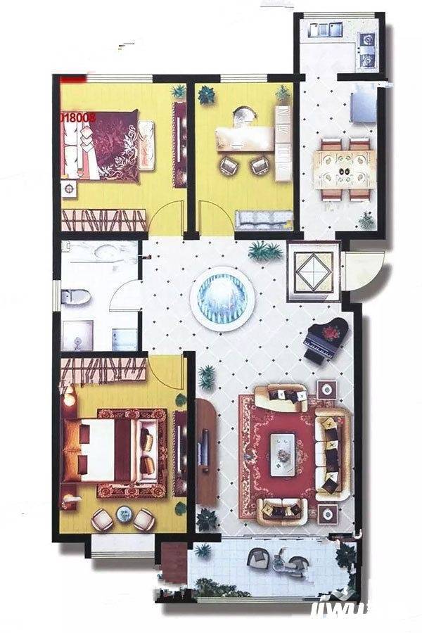 诚品幸福城3室2厅1卫116㎡户型图