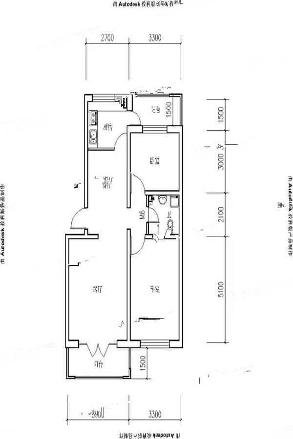 溪山美地雅园2室2厅1卫94㎡户型图