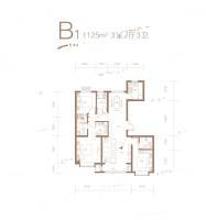 中国铁建西山国际城3室2厅3卫125㎡户型图