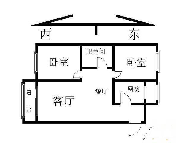 建东苑西区2室1厅1卫86㎡户型图