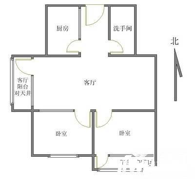 石佛营西里2室1厅1卫76㎡户型图