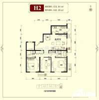 润枫水尚3室2厅2卫123.9㎡户型图