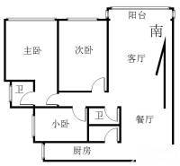 公园5号3室2厅2卫156㎡户型图