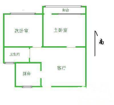 老墙根38号院2室1厅1卫18㎡户型图