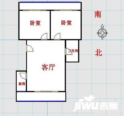 老墙根38号院2室1厅1卫18㎡户型图