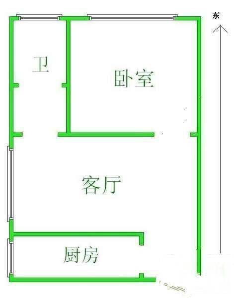 团结公寓1室1厅1卫66㎡户型图