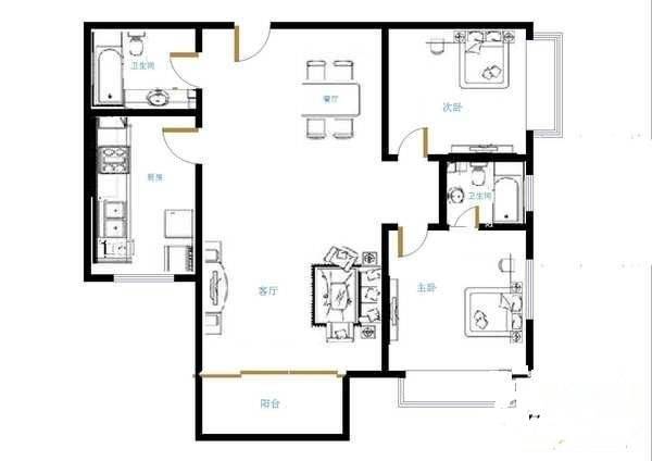 紫南家园4室2厅2卫168㎡户型图