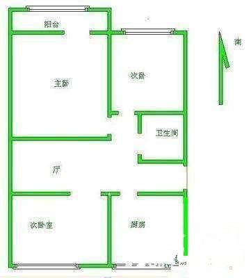 北顺城11号院3室1厅1卫97㎡户型图