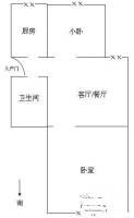 磨房北里2室1厅1卫75㎡户型图