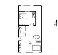 朝阳公园西里2室1厅1卫64㎡户型图