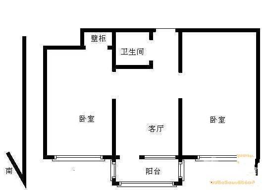 团结湖北头条2室1厅1卫55㎡户型图